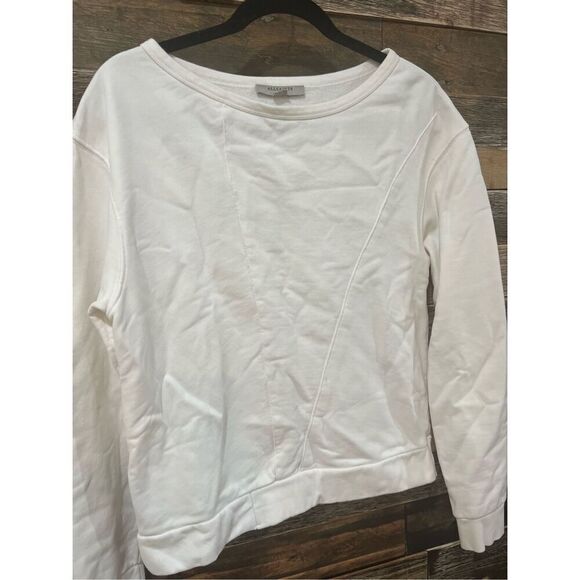 AllSaints cotton sweatshirt top long sleeve white sz M - Picture 7 of 7